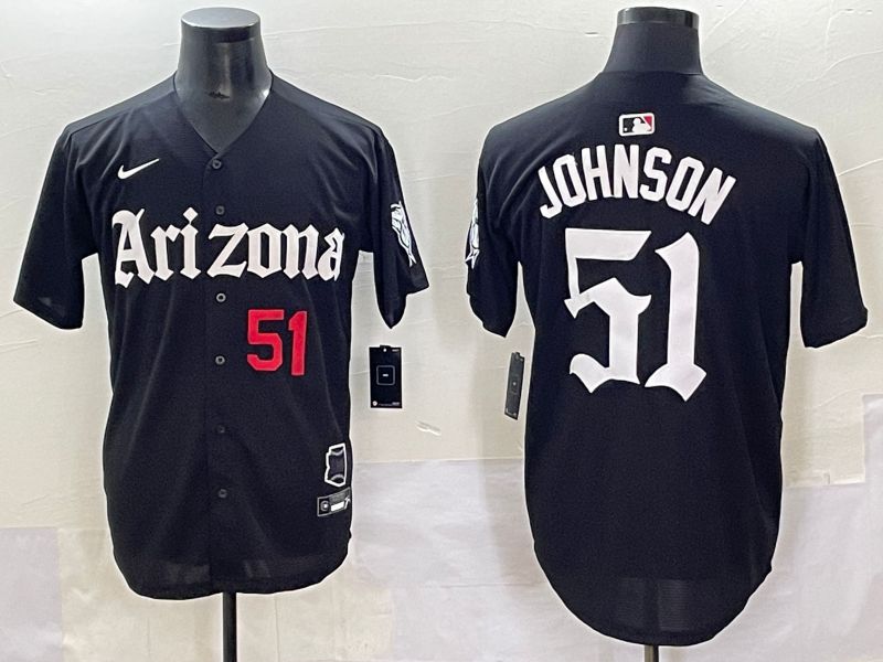 Men 2025 Arizona Diamondback #51 Johnson Black Five generations Joint Name Nike MLB Jersey style 4